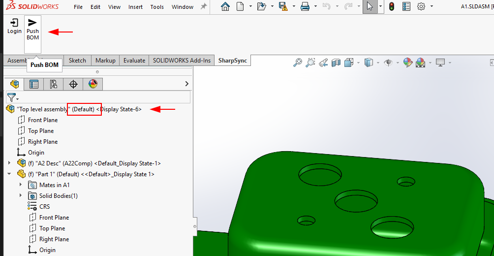 Push the BOM from SolidWorks